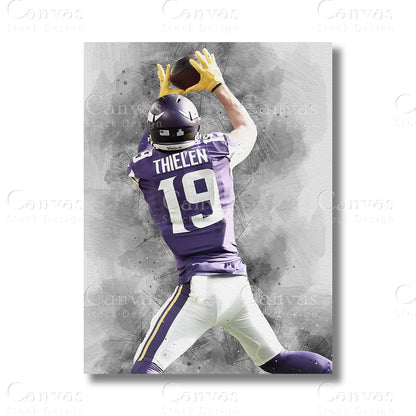 Adam Thielen Signature Football Canvas Wall Art