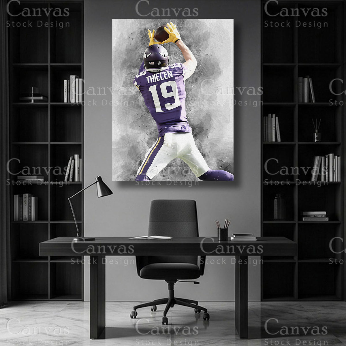 Adam Thielen wide receiver football wall art