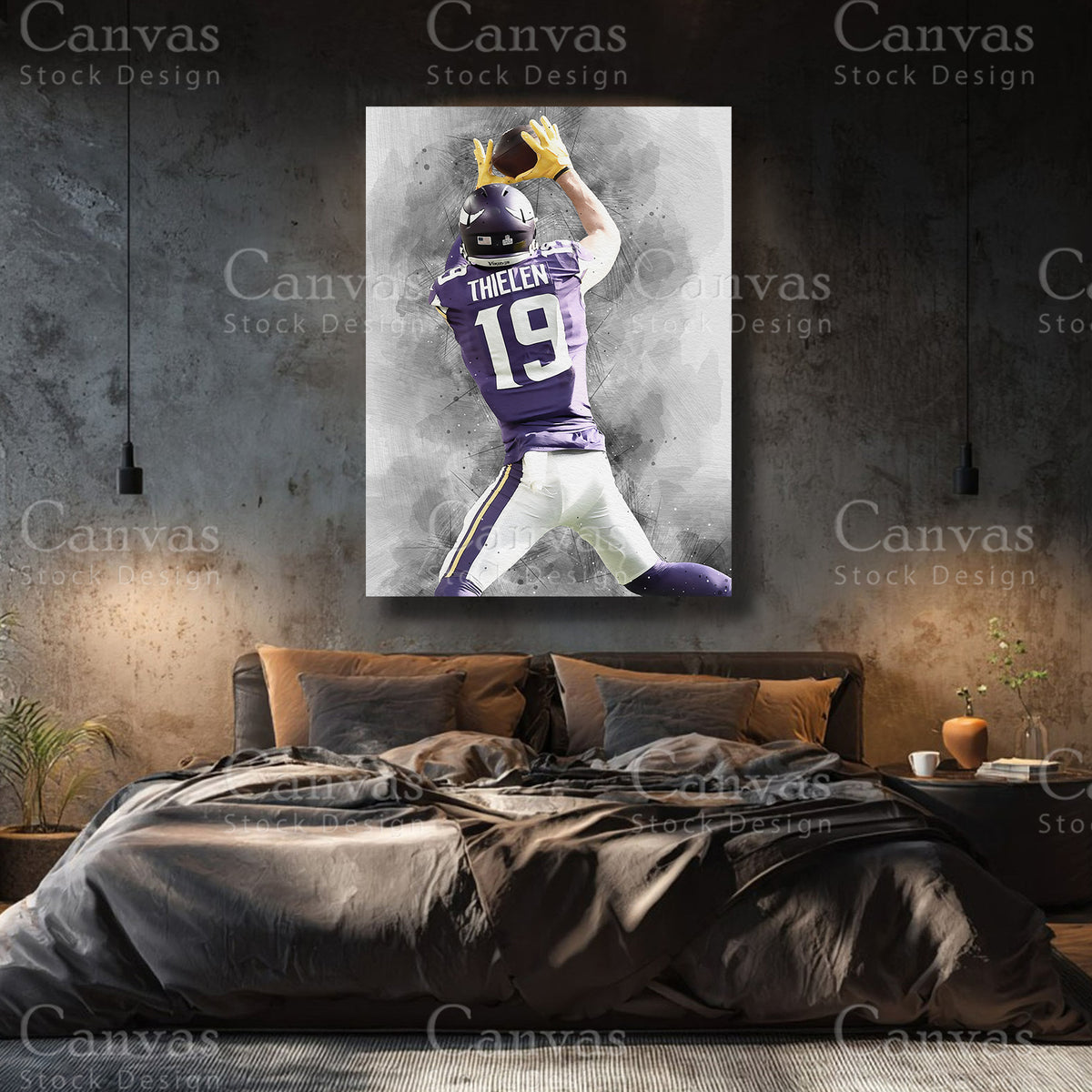 Adam Thielen premium NFL canvas with black floating frame