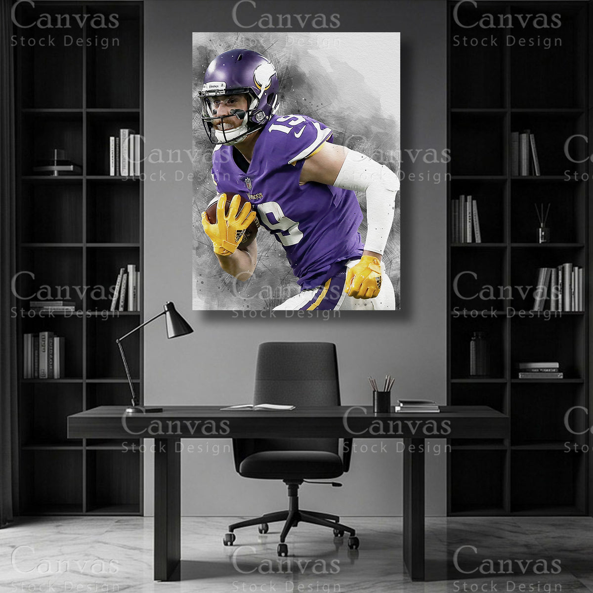 Adam Thielen wide receiver football wall art