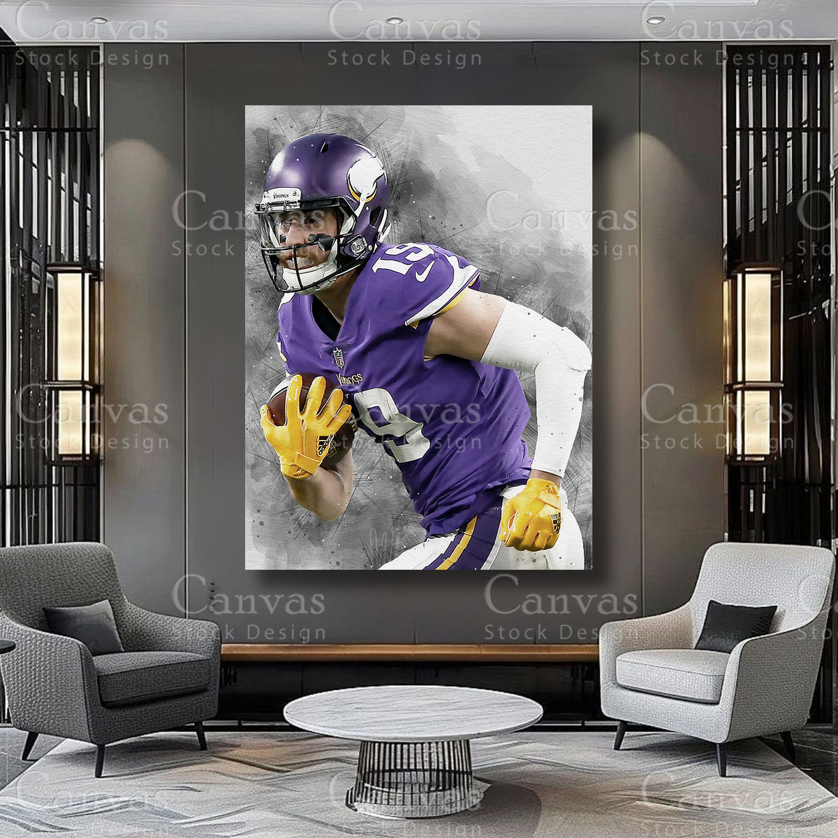 Adam Thielen athlete artwork on premium canvas