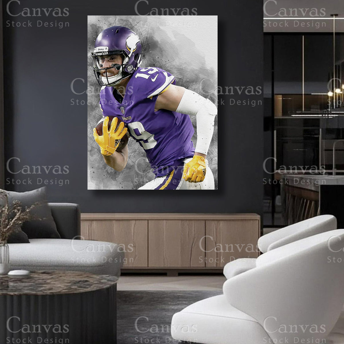Adam Thielen statement football canvas art