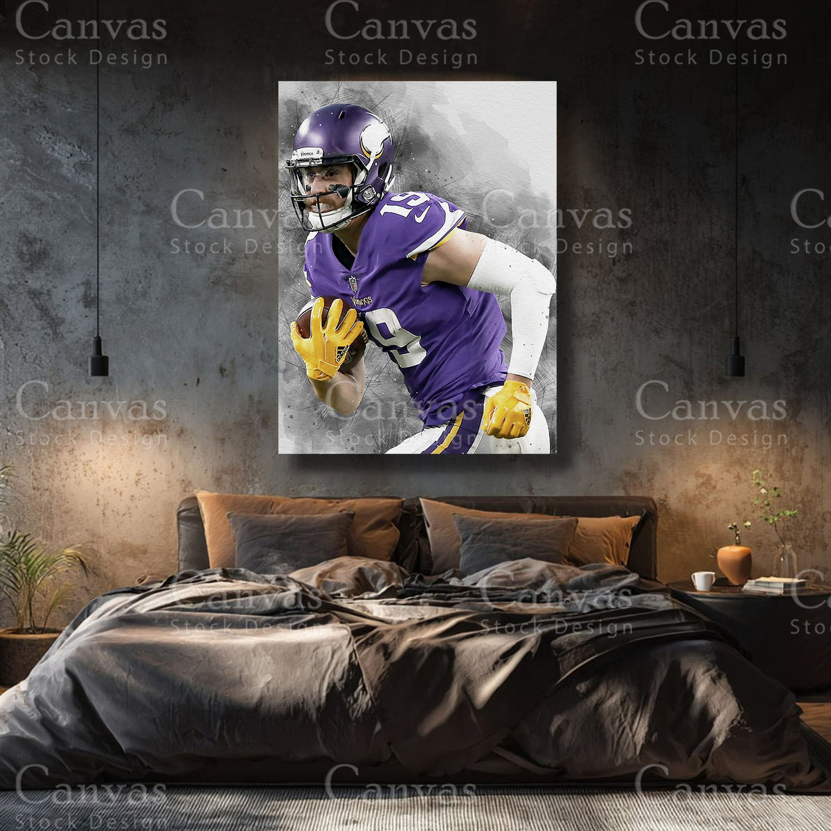 Adam Thielen premium NFL canvas with black floating frame