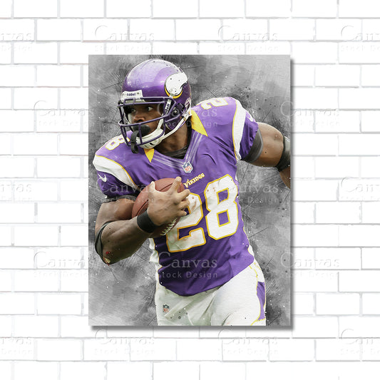 Adrian Peterson Minnesota Vikings NFL legend canvas wall art – poster print for sports room, man cave, and home decor