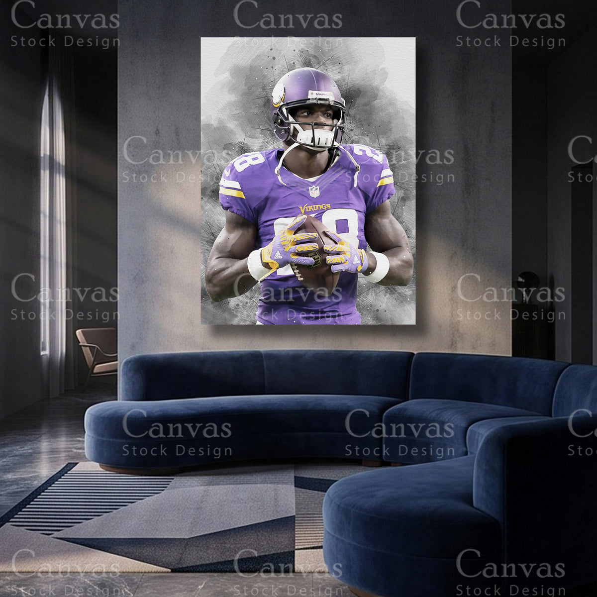 Adrian Peterson NFL canvas artwork