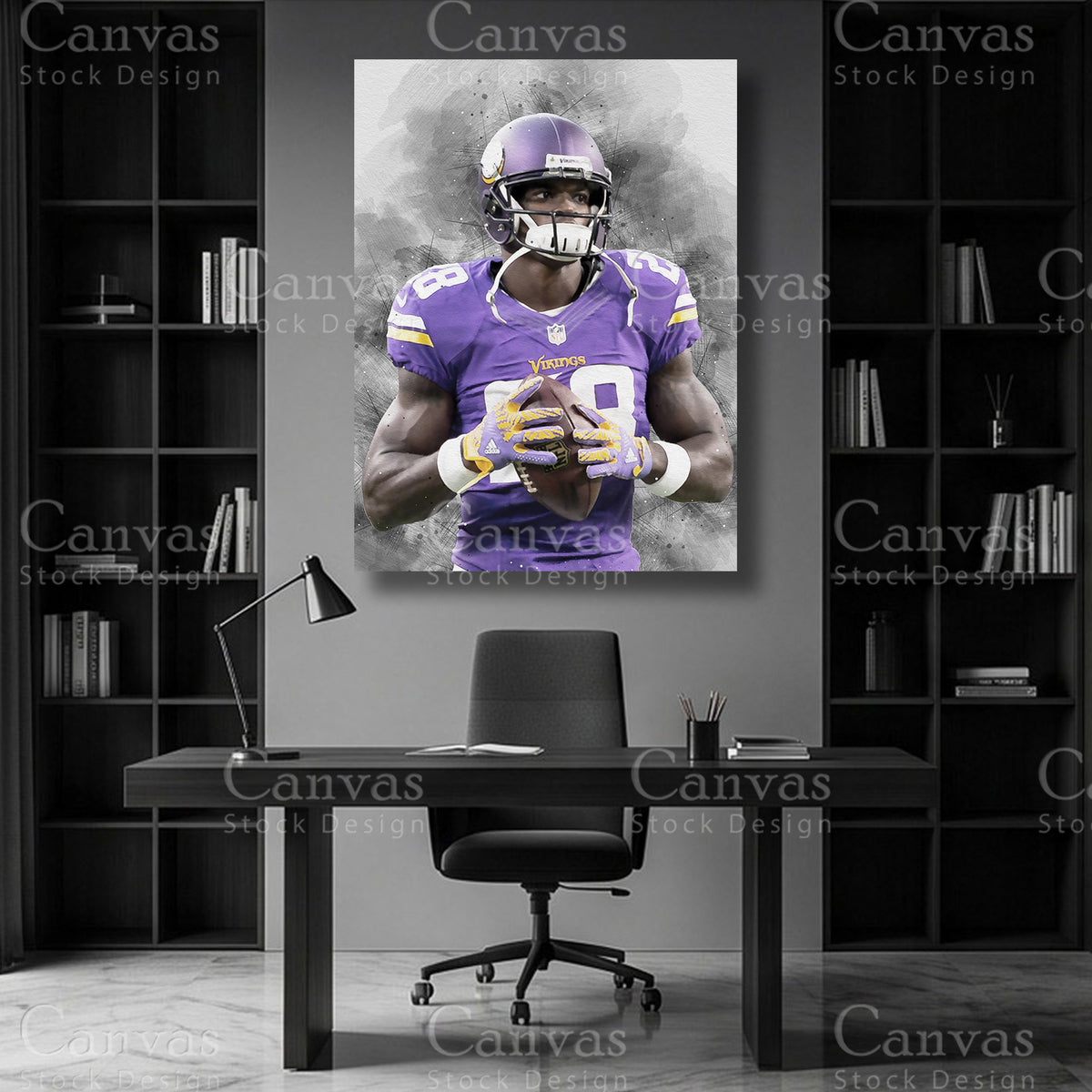 Adrian Peterson running back football wall art