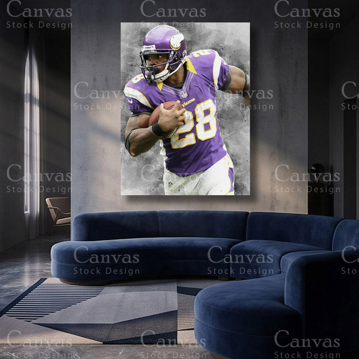 Adrian Peterson premium football canvas artwork