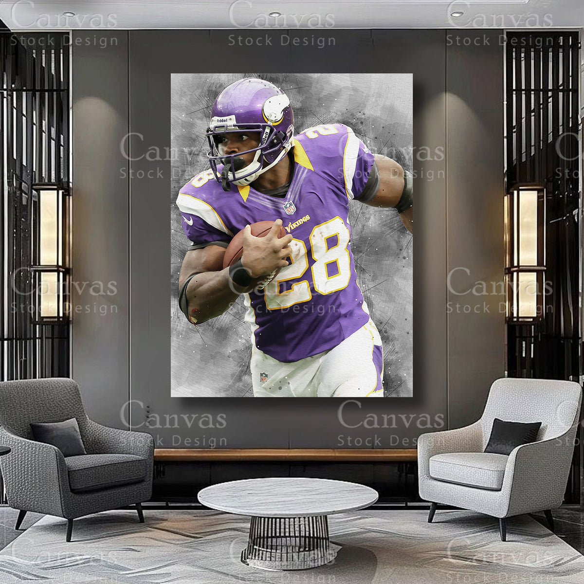 Adrian Peterson athlete artwork on premium canvas