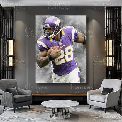 Adrian Peterson athlete artwork on premium canvas