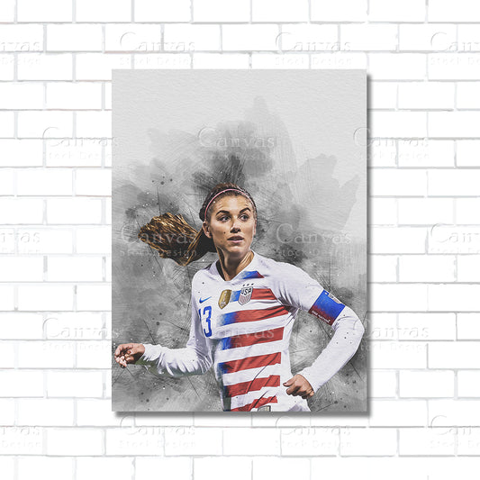 Alex Morgan soccer star canvas wall art – soccer poster print for sports rooms and fan caves