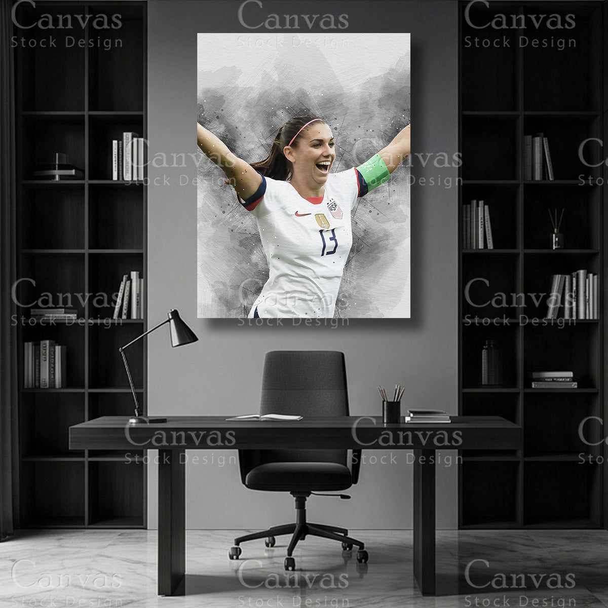 Alex Morgan Football Canvas Wall Art
