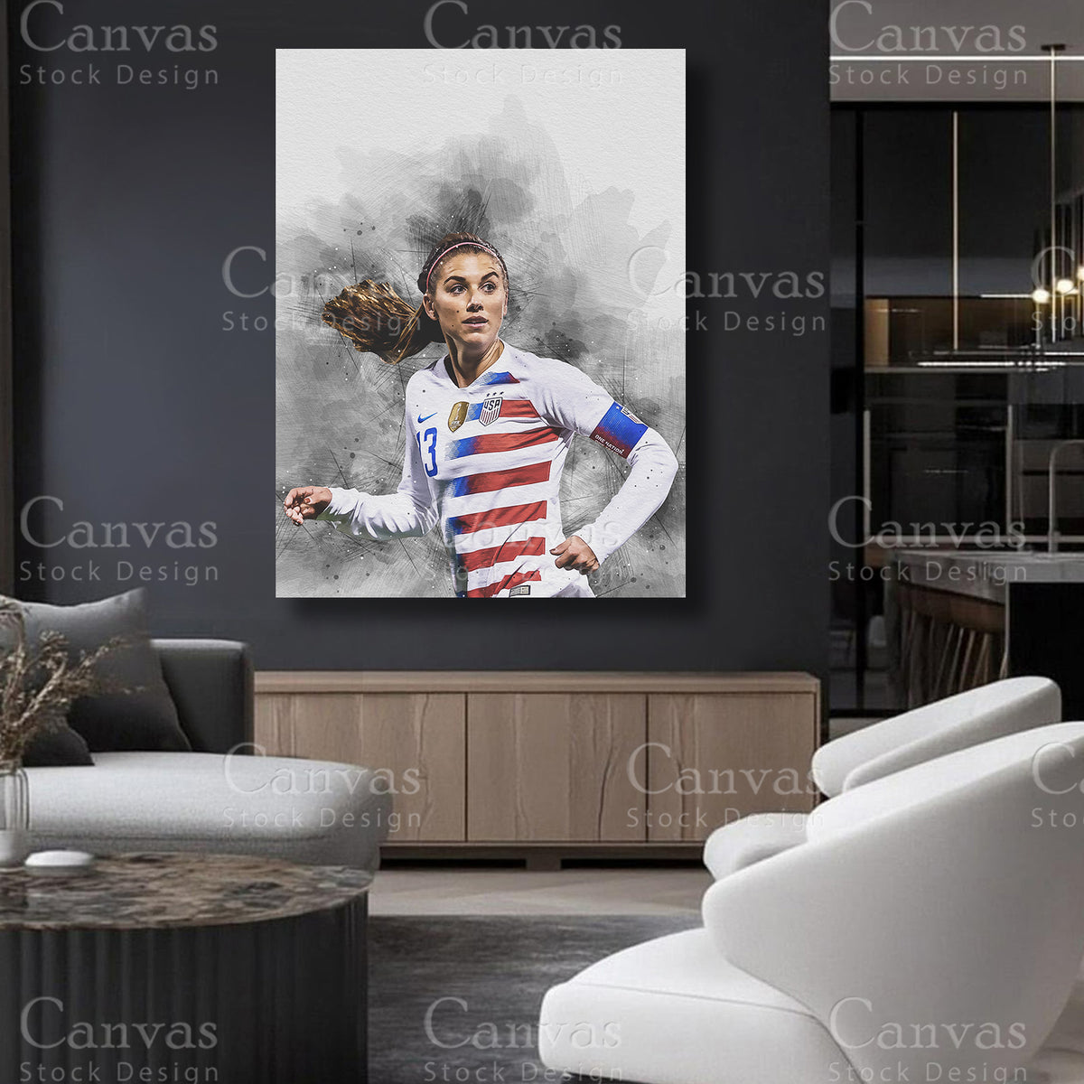 Alex Morgan Soccer Wall Decor on Premium Canvas