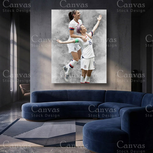 Alex Morgan and Megan Rapinoe Soccer Canvas Artwork