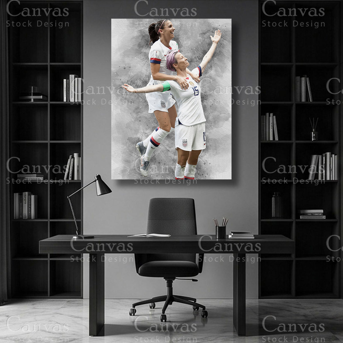 Alex Morgan & Megan Rapinoe Football Canvas Wall Art