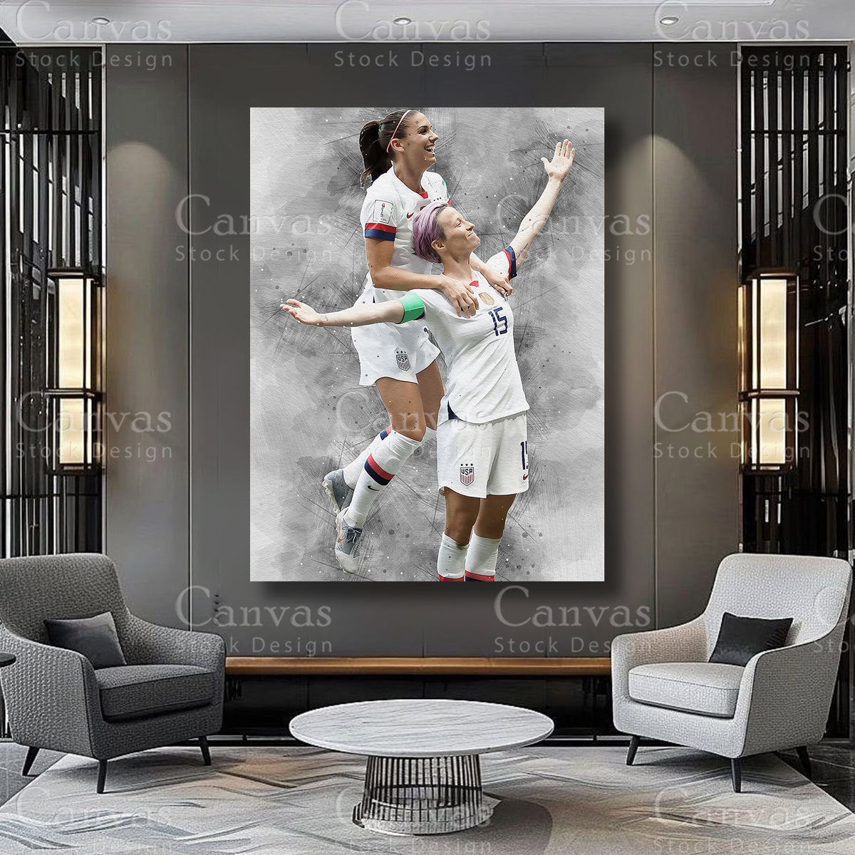 Alex Morgan and Megan Rapinoe Athlete Wall Art on Premium Canvas