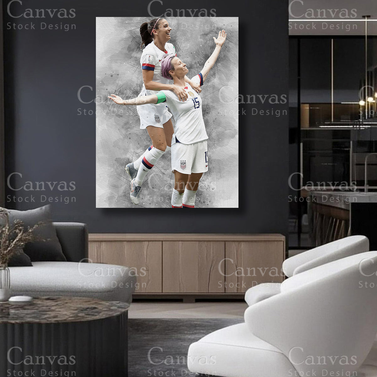 Alex Morgan and Megan Rapinoe Canvas Art for Refined Interiors
