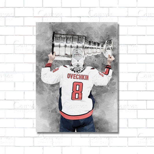 Alex Ovechkin Washington Capitals hockey player canvas wall art – NHL legend poster print for sports rooms