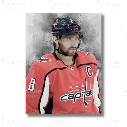 Alex Ovechkin Signature Ice Hockey Canvas Wall Art