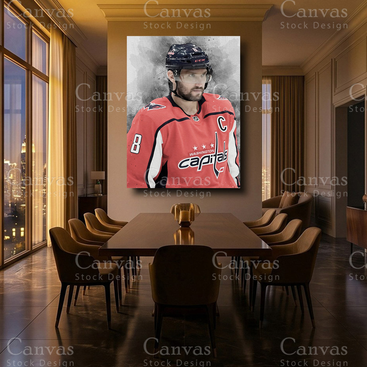 Alex Ovechkin Luxury Ice Hockey Canvas Art