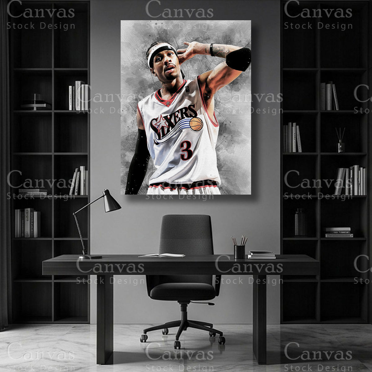 Allen Iverson basketball wall art on premium canvas