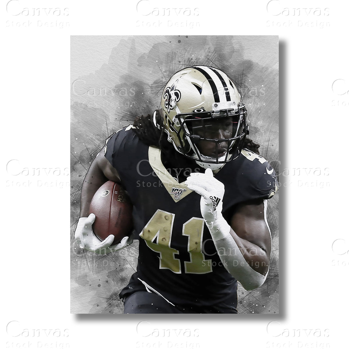 Alvin Kamara Dynamic Football Canvas Wall Art