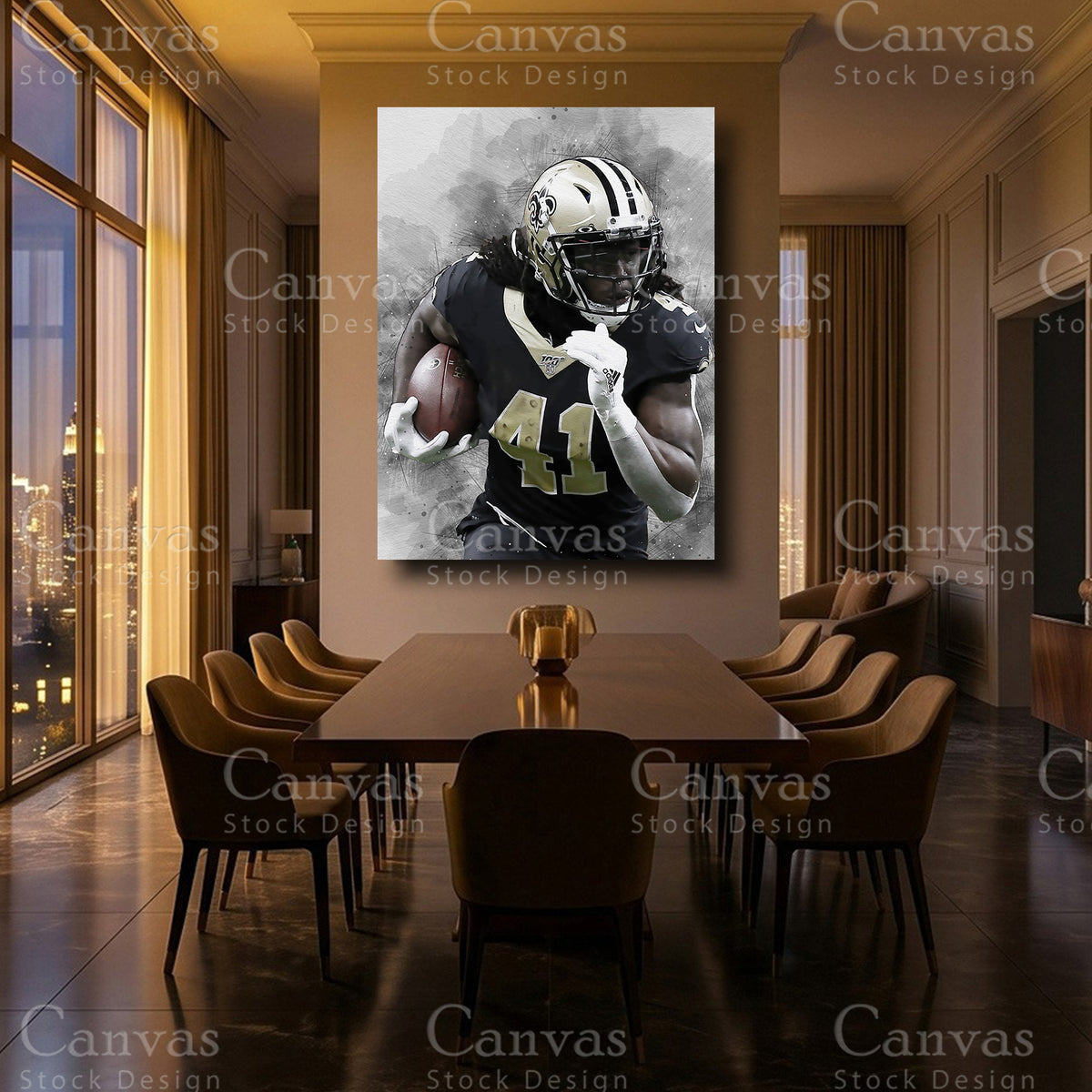 Alvin Kamara luxury NFL canvas wall art