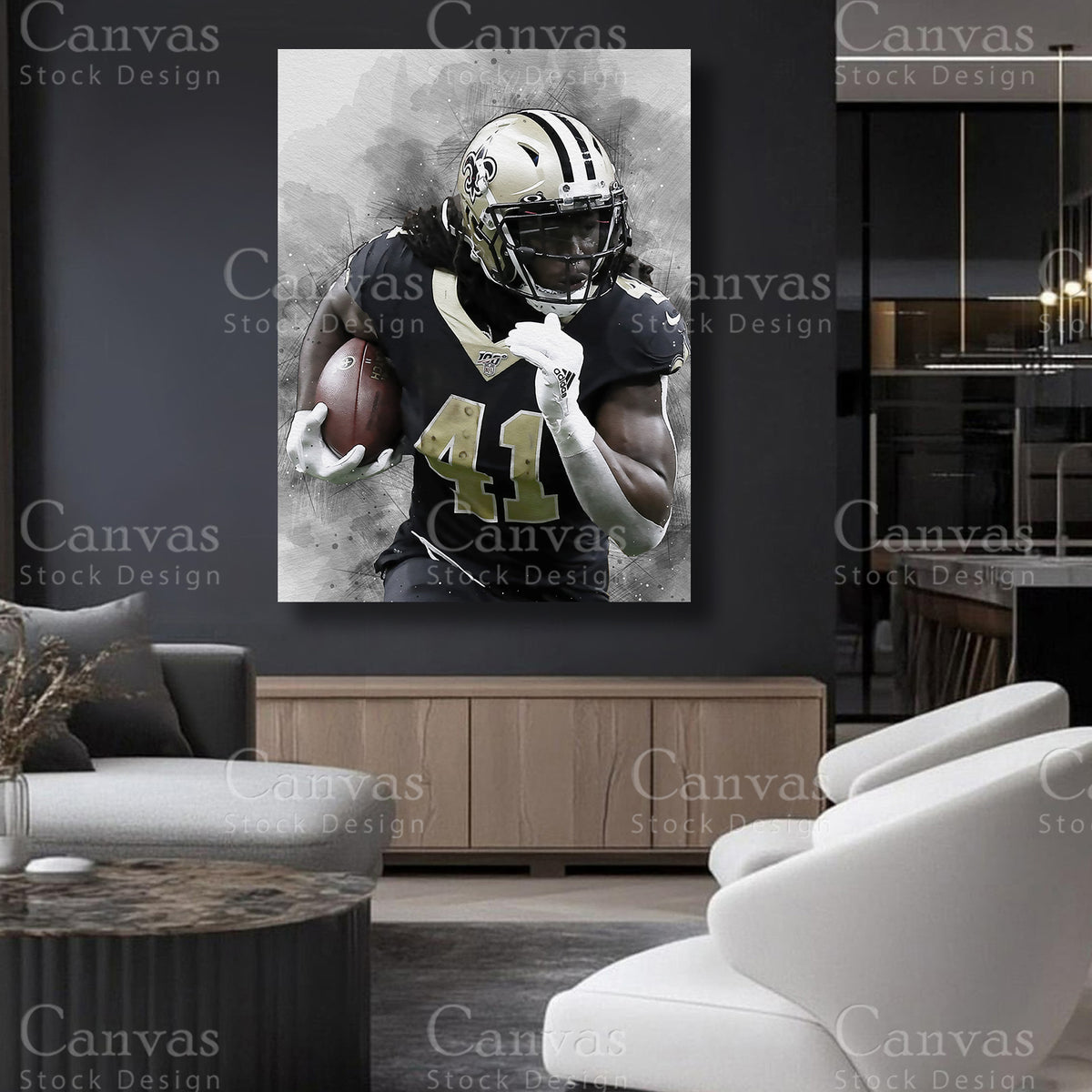 Alvin Kamara statement sports canvas artwork