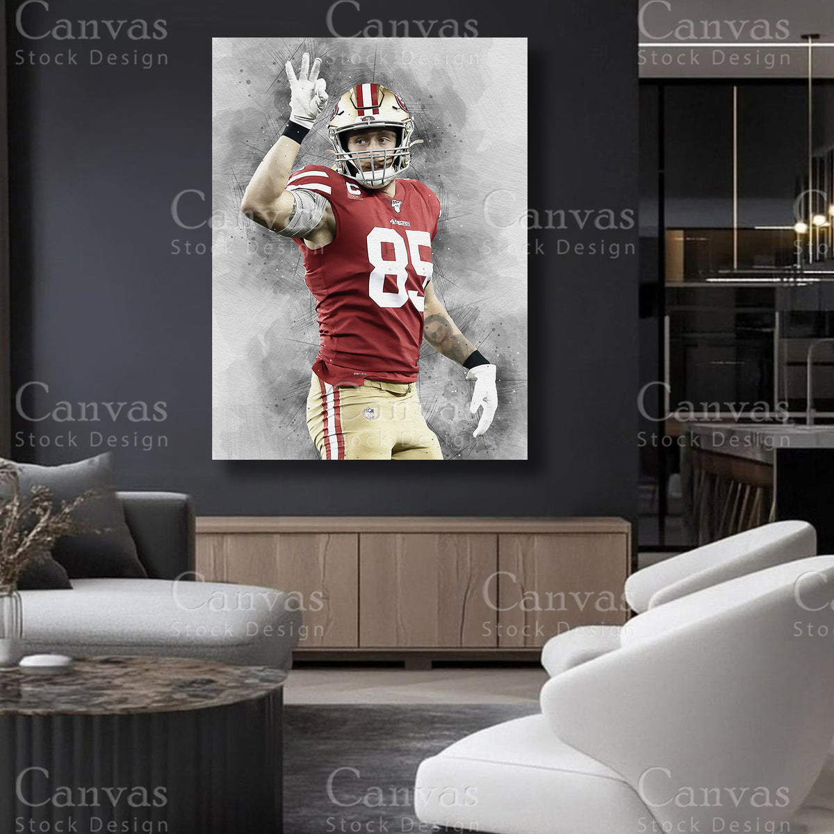 American football canvas decor inspired by George Kittle