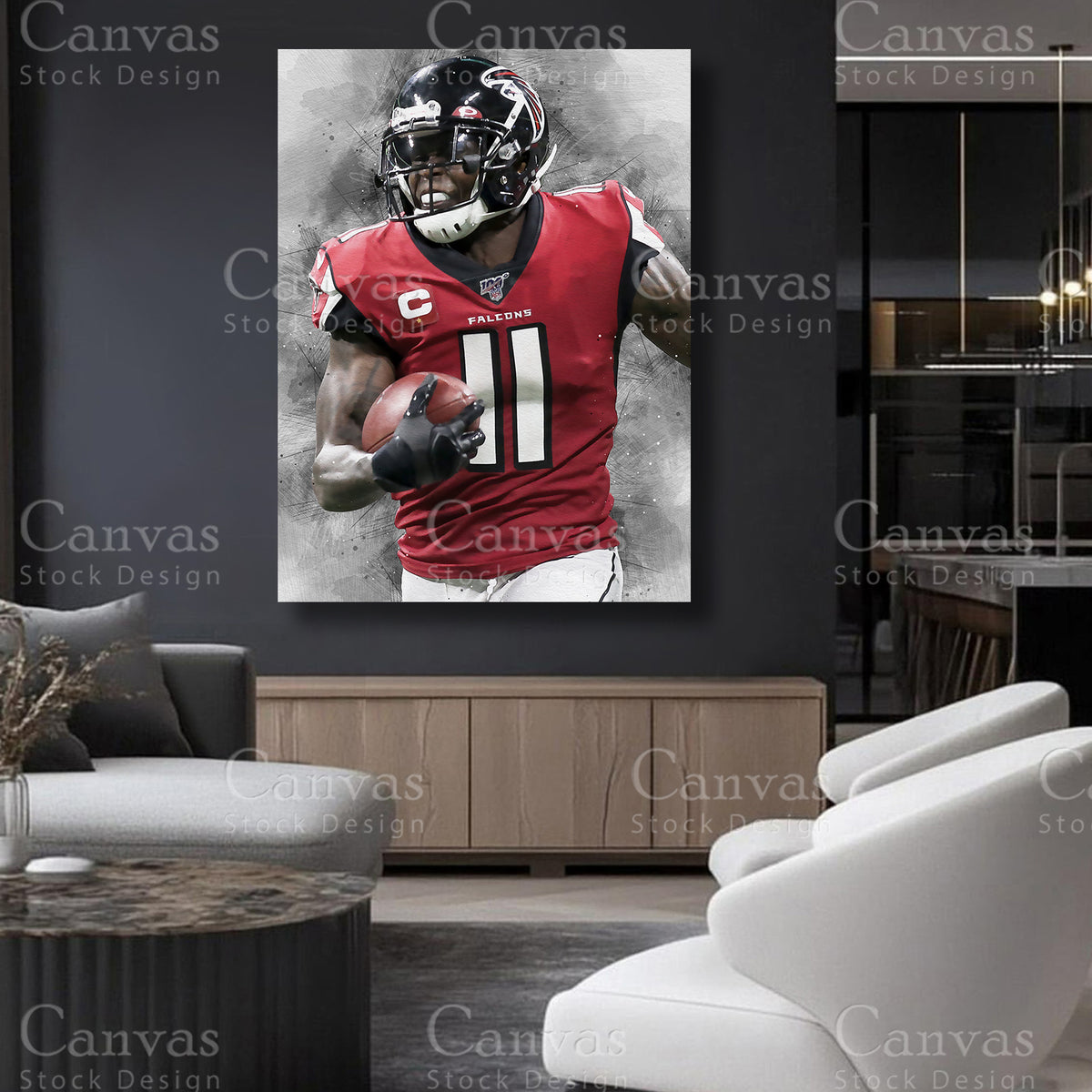 American football canvas print inspired by Julio Jones