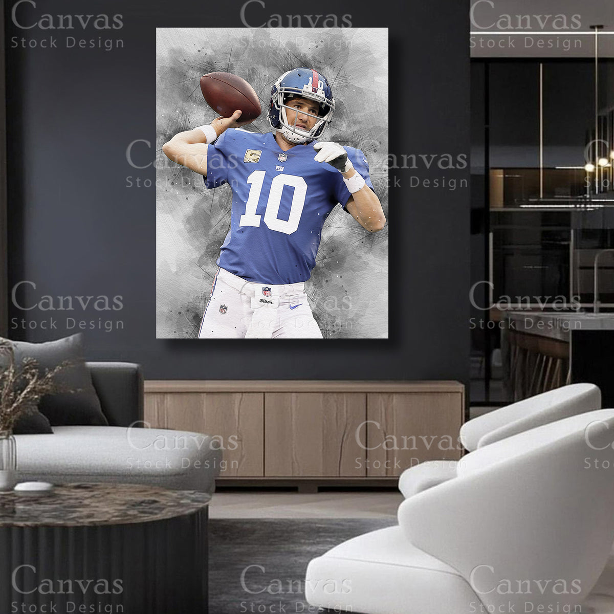 American football wall decor inspired by Eli Manning