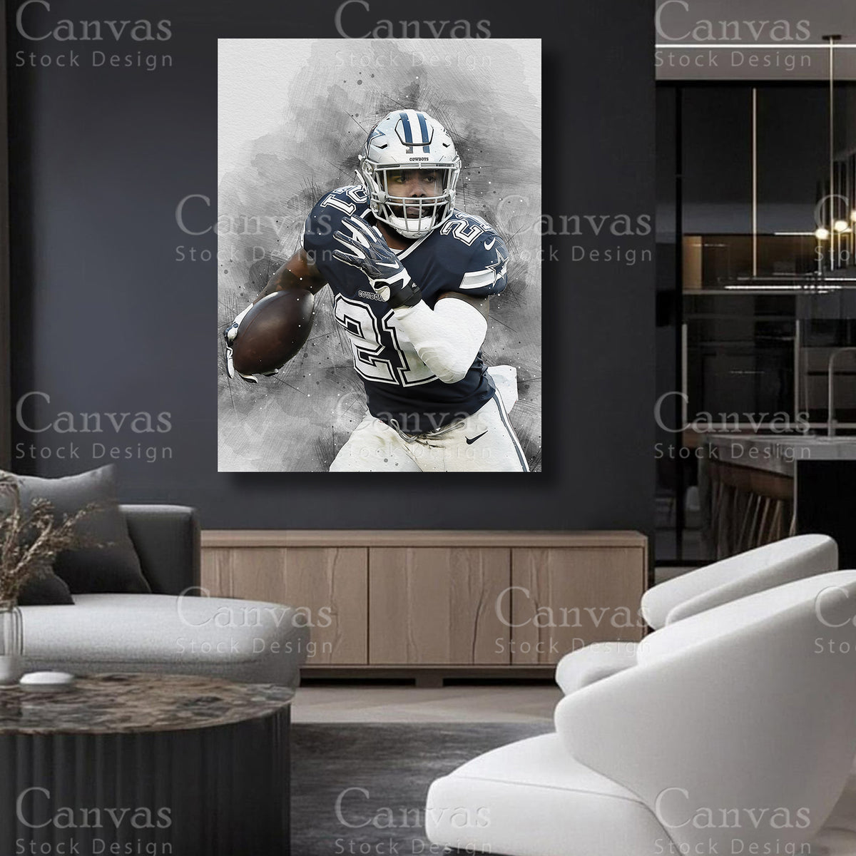 American football wall decor inspired by Ezekiel Elliott