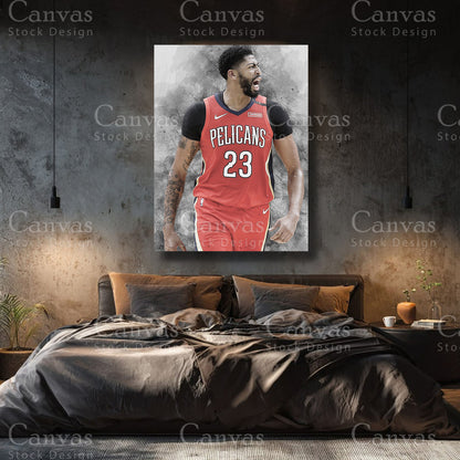 Anthony Davis premium basketball canvas with black floating frame
