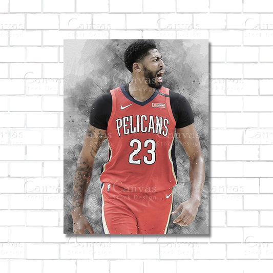 Anthony Davis canvas wall art poster – Lakers basketball star print for sports decor