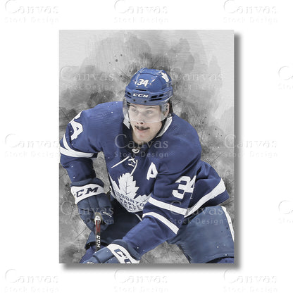 Auston Matthews Signature Hockey Canvas Wall Art
