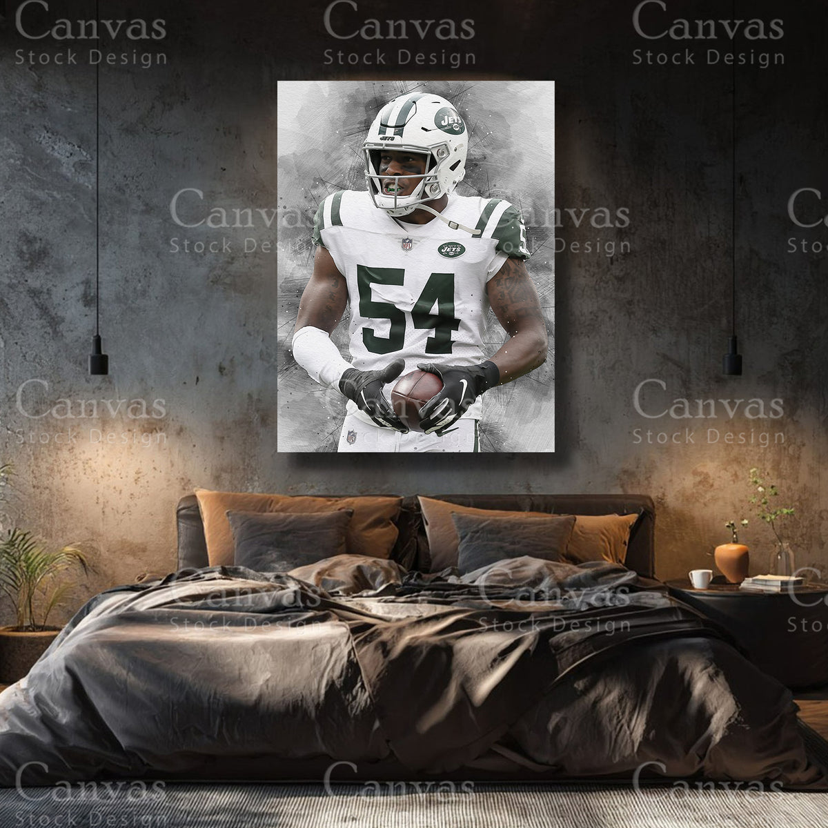 Avery Williamson premium football canvas with black floating frame