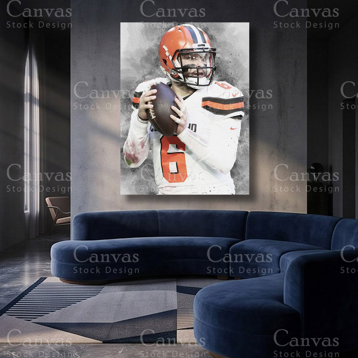 Baker Mayfield premium football canvas artwork