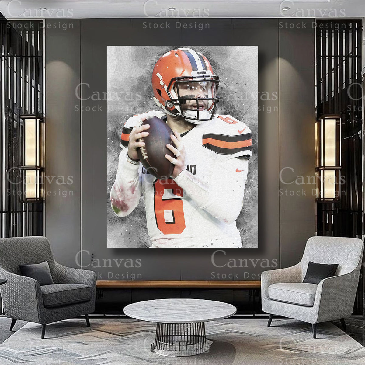 Baker Mayfield athlete artwork on premium canvas
