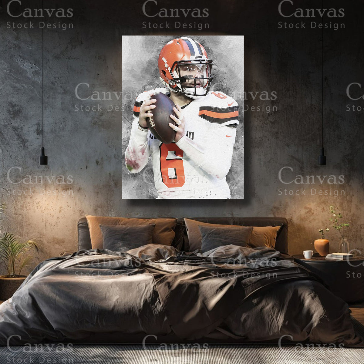 Baker Mayfield premium NFL canvas with black floating frame