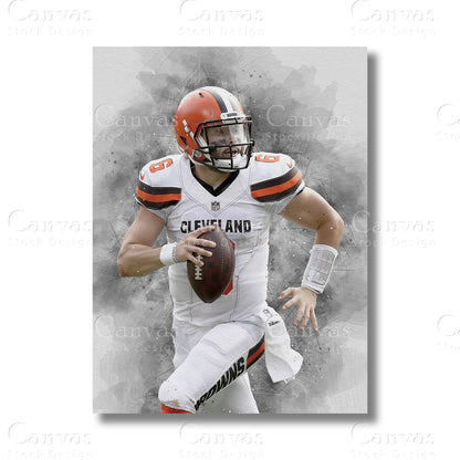 Baker Mayfield Signature Quarterback Canvas Wall Art