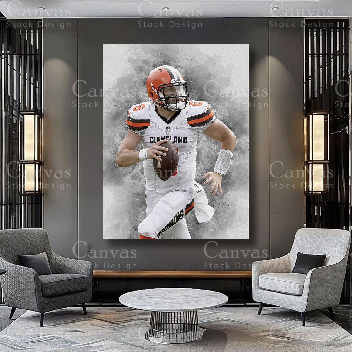 Baker Mayfield athlete canvas artwork on premium canvas