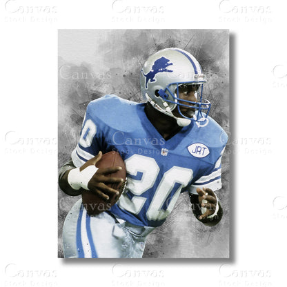 Barry Sanders Iconic NFL Canvas Wall Art