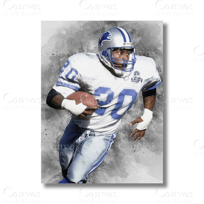 Barry Sanders Legendary Running Back Canvas Wall Art