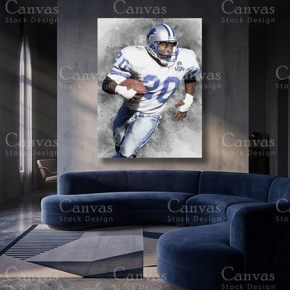 Barry Sanders NFL canvas artwork