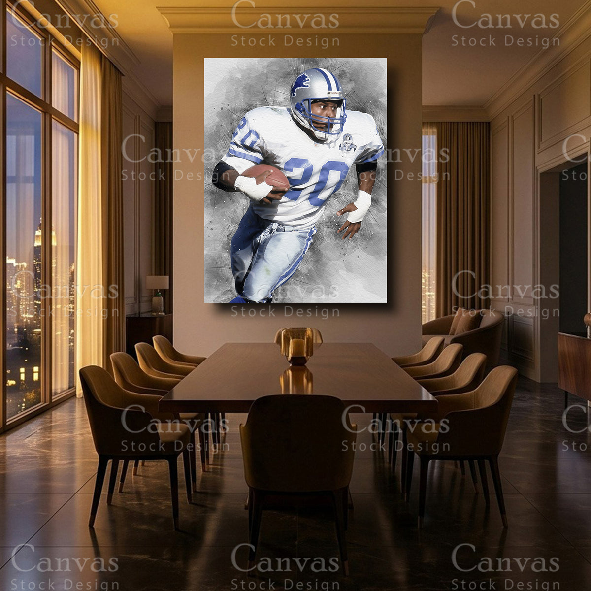 Barry Sanders luxury NFL canvas wall art
