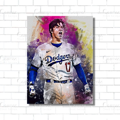 Shohei Ohtani Canvas Frame, Kids Wall Decor, Baseball Fan, Man Cave Gift for Him - Her, Sports Canvas Wall Art