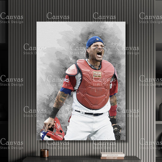 Yadier Molina Canvas Frame, Kids Wall Decor, Baseball Fan, Man Cave Gift for Him - Her, Sports Canvas Wall Art