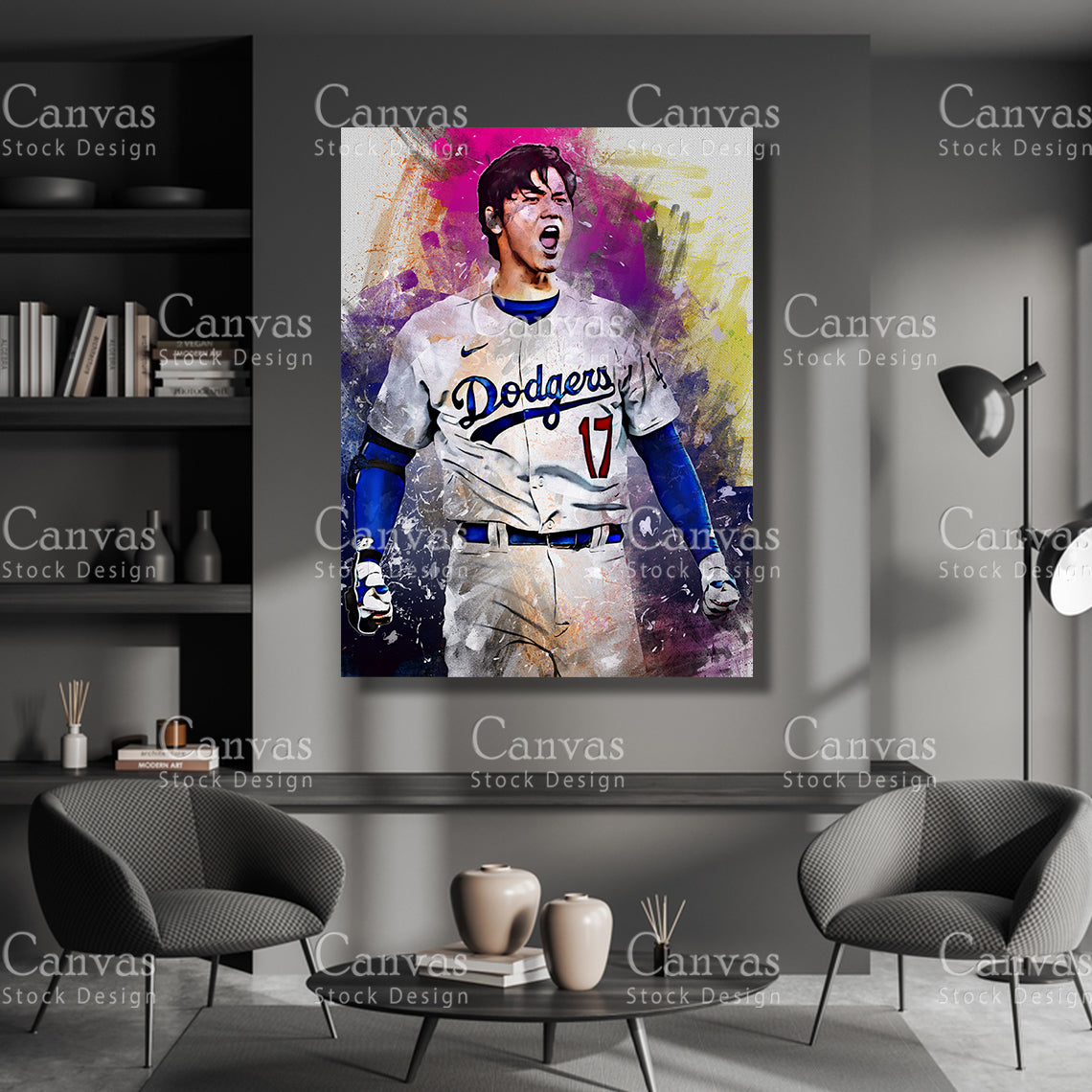 Shohei Ohtani Canvas Frame, Kids Wall Decor, Baseball Fan, Man Cave Gift for Him - Her, Sports Canvas Wall Art