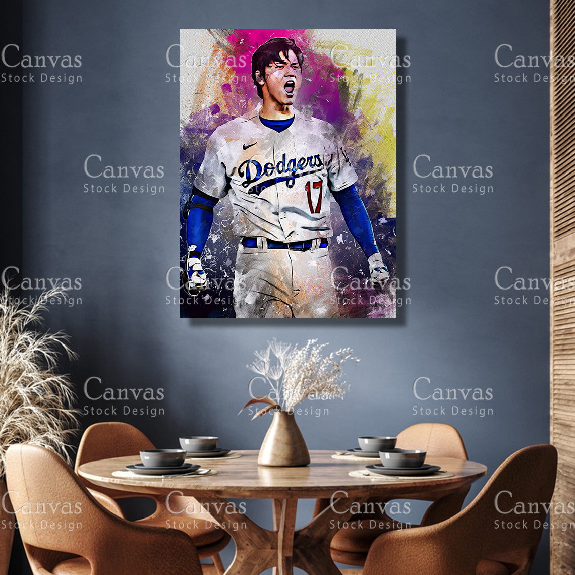 Shohei Ohtani Canvas Frame, Kids Wall Decor, Baseball Fan, Man Cave Gift for Him - Her, Sports Canvas Wall Art