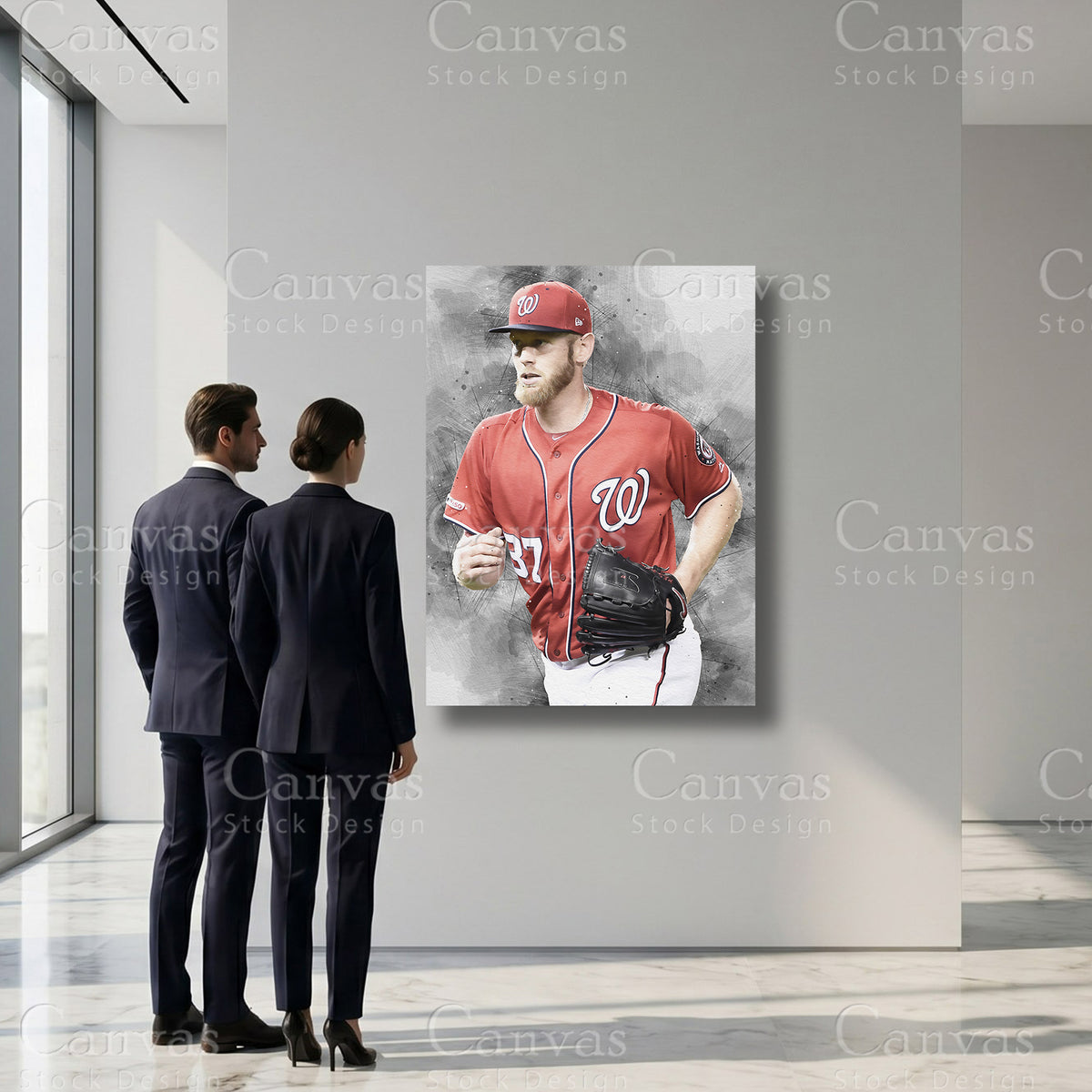 Baseball pitcher themed canvas artwork inspired by Stephen Strasburg