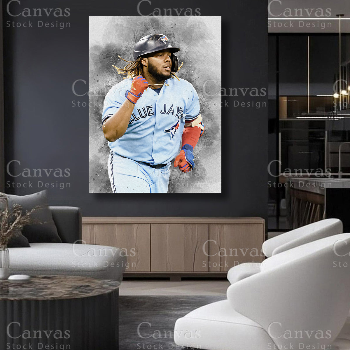 Baseball themed canvas wall decor inspired by Vladimir Guerrero Jr.